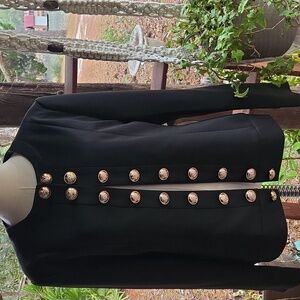 Unbranded Regal Gold Button Open Front Black Blazer Size Extra Large